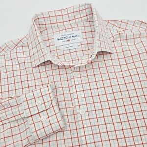 Mizzen + Main Leeward Shirt Men's L Trim Fit Red White Blue Check Button Up